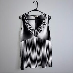 Haptics Black and White Striped Tank Top